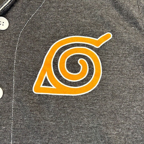 Naruto Team 7 Baseball Jersey Men's Medium Gray Button Up Ripple Junction 2007 - Picture 3 of 10